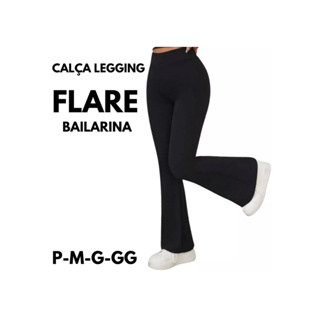 Calça Legging Flare Bailarina Suplex Cintura Alta Modeladora de Bumbum Feminina – Envio Rápido! em Oferta na Shopee