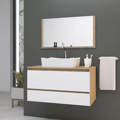 Conjunto Grecia MDF gabinete para banheiro 80cm com cuba e espelheira