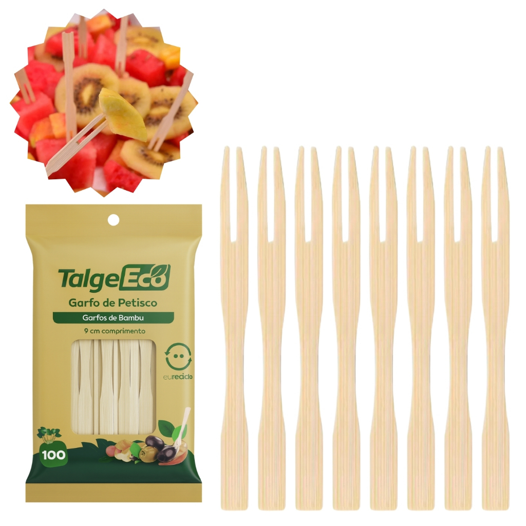 Kit c/ 300, 500 ou 1000 Garfos p/ Petisco de Bambu Talge®, Garfinhos Ecológicos