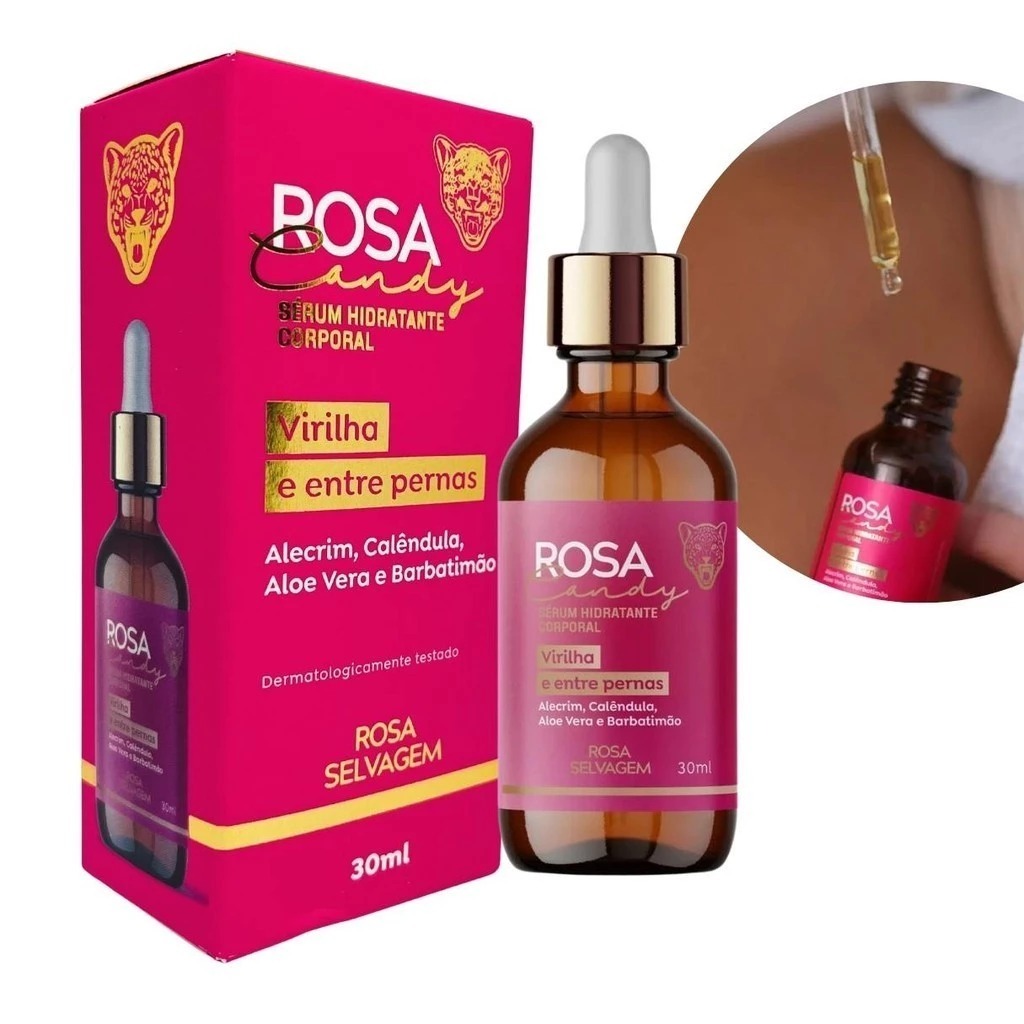 Rosa Selvagem Candy Sérum Hidratante Corporal Clareador Íntimo Virilha Entrepernas Candidíase Anti Odor 30ml