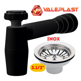 Sifão Preto Copo Ajustável Flexível + Válvula de Pia Gourmet para Cozinha em Aço Inox 3.1/2'' Gurmet em Oferta na Shopee