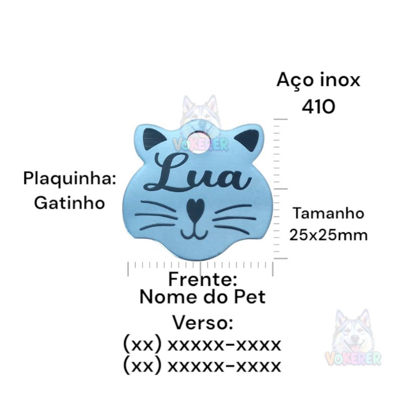 Pingente Plaquinha de identificação para Cachorro Gato Personalizada