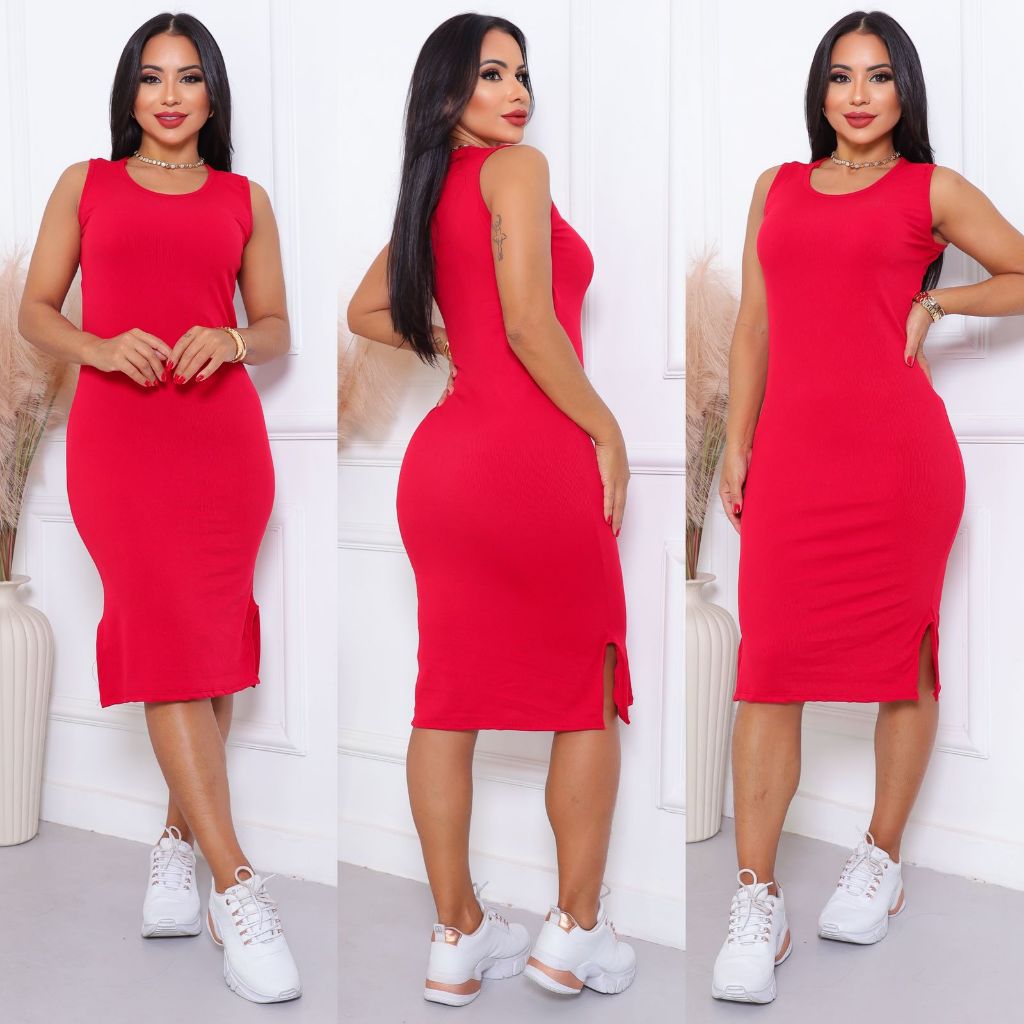 Vestido Feminino Midi Regata Rosa Fúcsia – Chegue Chegando com Essa Cor Incrível