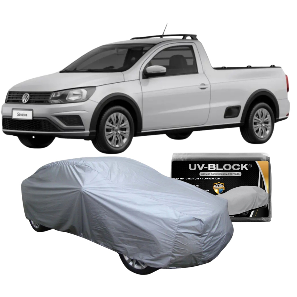 Capa Cobrir Carro Volkswagen Saveiro Lona Impermeável Proteção Sol e Chuva UV BLOCK em Oferta na Shopee