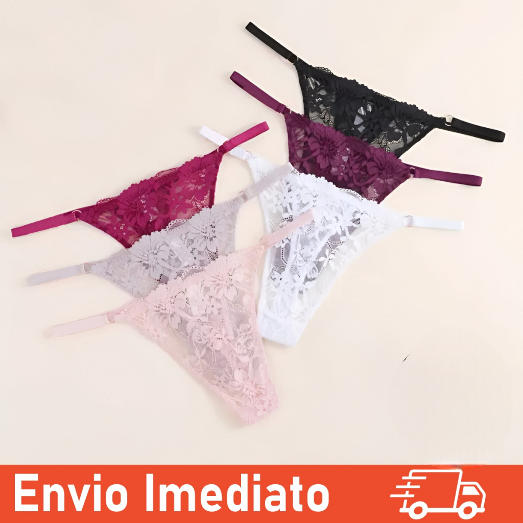 Kit 5 Calcinhas De Renda Com Regulagem Fio Duplo Fio Dental Sexy e Sensual Promoção Premium