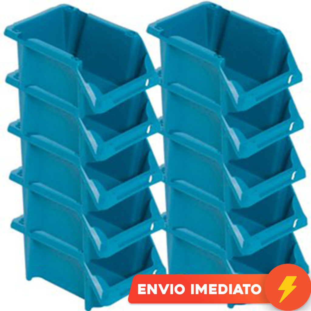 10 Gaveteiros Organizador Caixas Bin N° 3 Gaveta Plástica Empilhavel Parafusos Prateleira Organiza