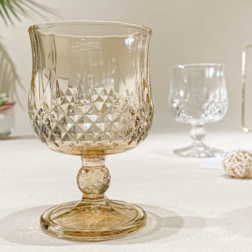 Jogo 6 Taças Luxor Vidro Dourado para Conhaque Drinks Coquetel Bebidas