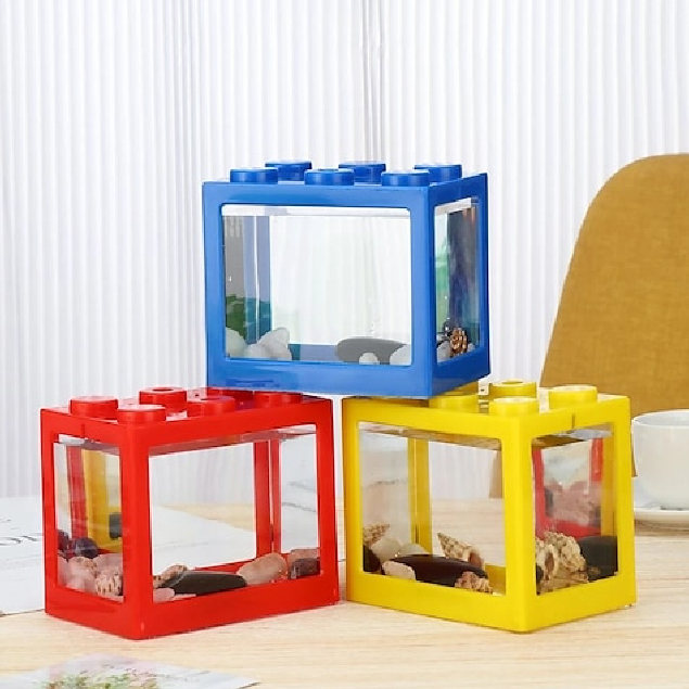 Mini Aquários Ecológicos Criativos Multicolor Empilháveis Blocos Decoração Peixe Beta