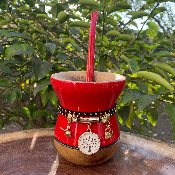 Kit Chimarrão Completo 1.1 Premium (Bicolor brilhosa): Cuia + Bomba + Pulseira em Oferta na Shopee