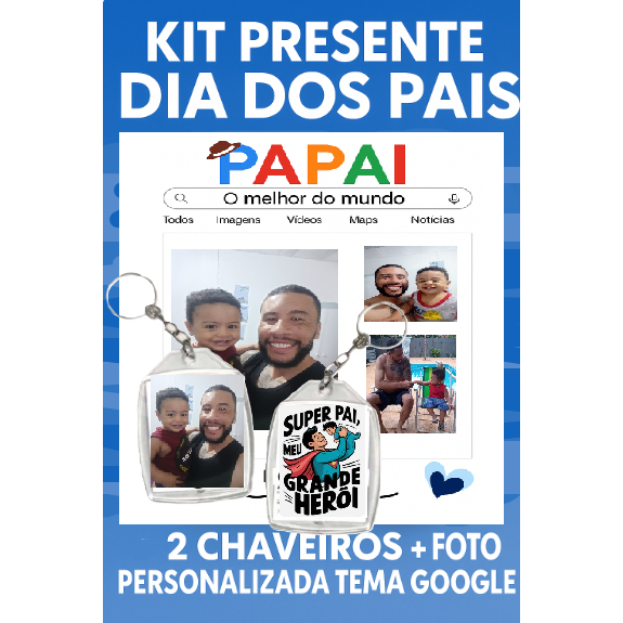 Kit Presente Dia dos Pais – 2 Chaveiros Foto Personalizada Tema Google — R$ 29,90 em Shopee