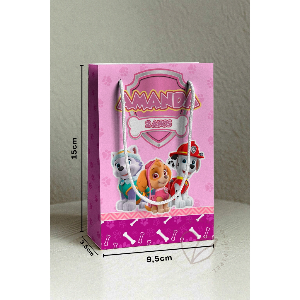 10 Sacolinha Personalizada Patrulha Canina Menina | Lembrancinha Festa Infantil | PEGUE E MONTE em Oferta na Shopee