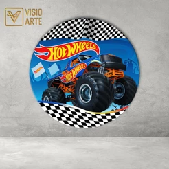 Painel Redondo Sublimado 3D Monster truck 06 c/ Elastico