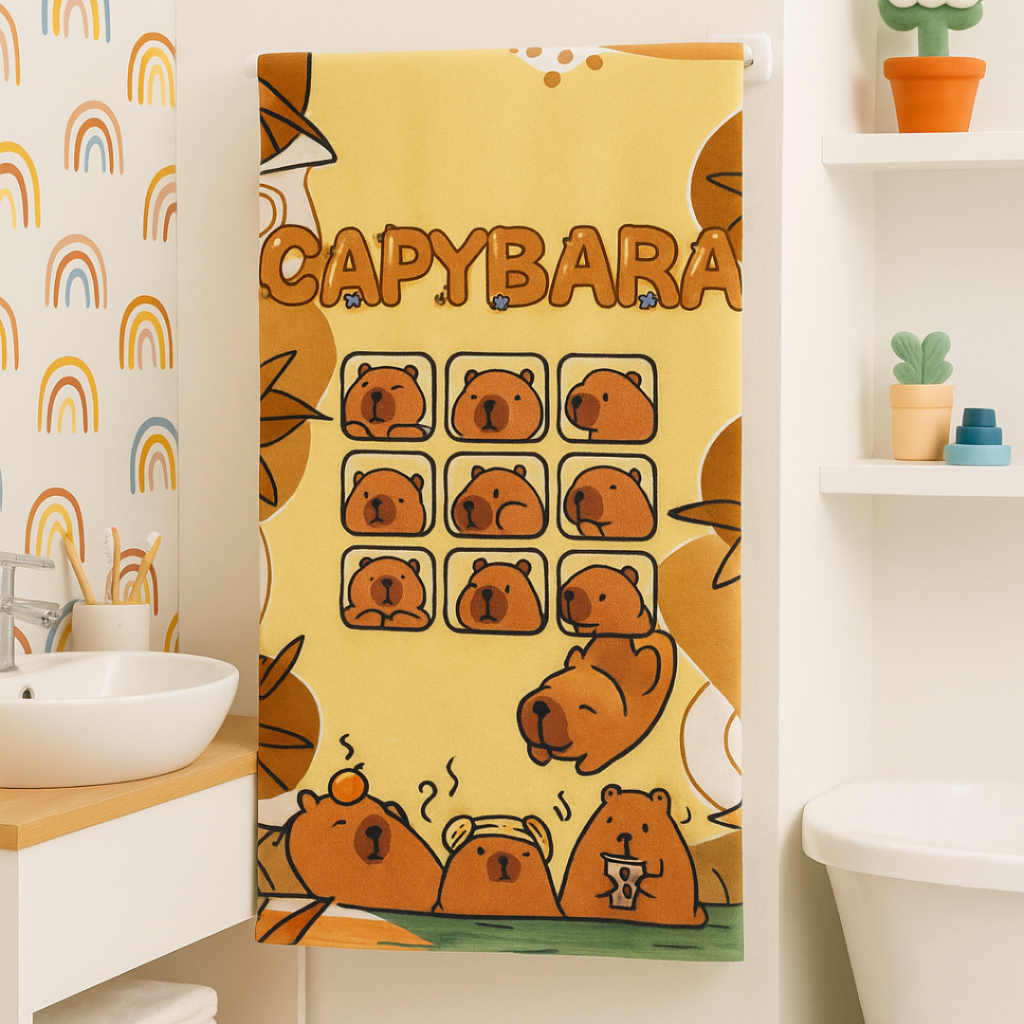 Toalha De Banho E Praia Piscina Infantil Capivara Capybara em Oferta na Shopee