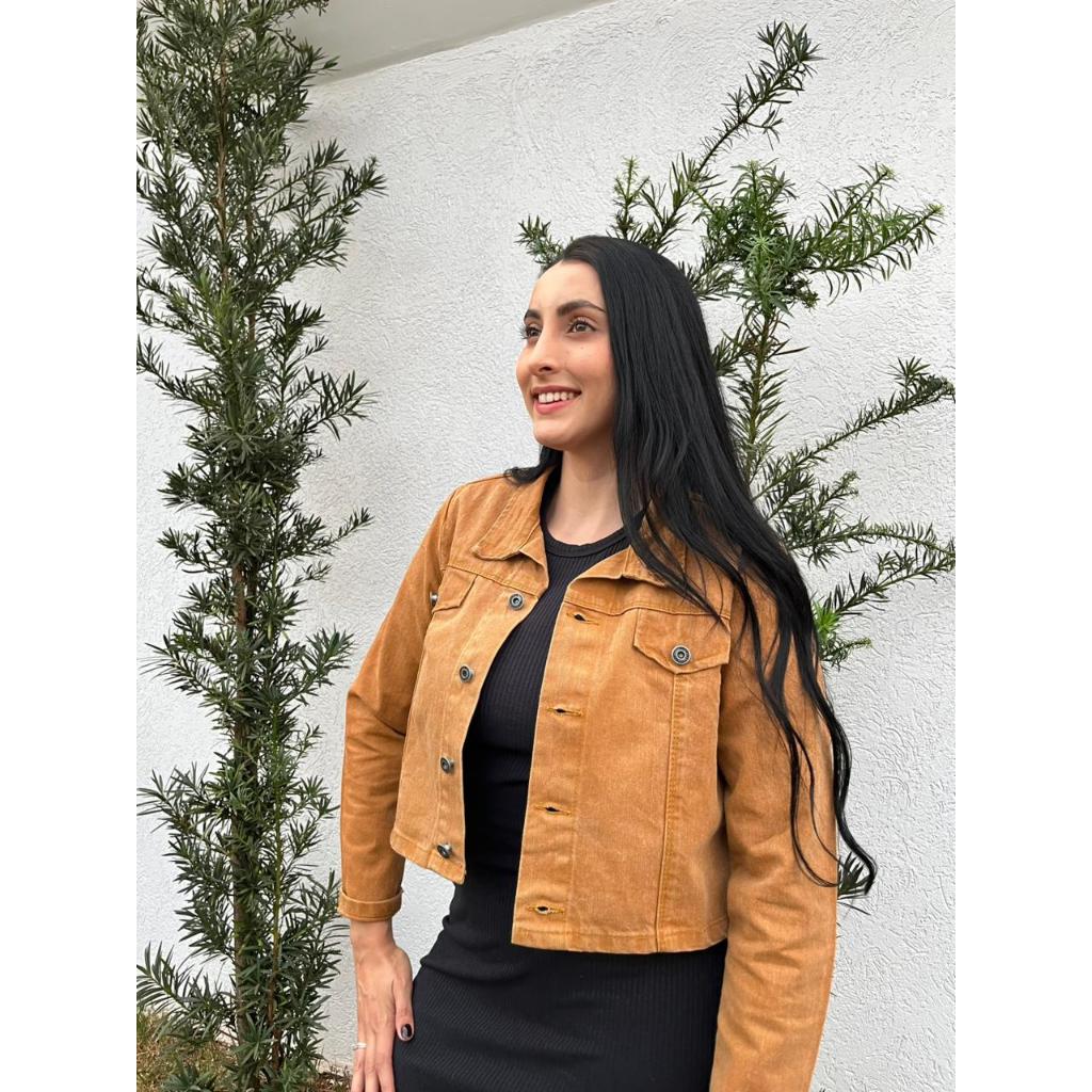 Jaqueta Jeans Feminina Ocre Rústica