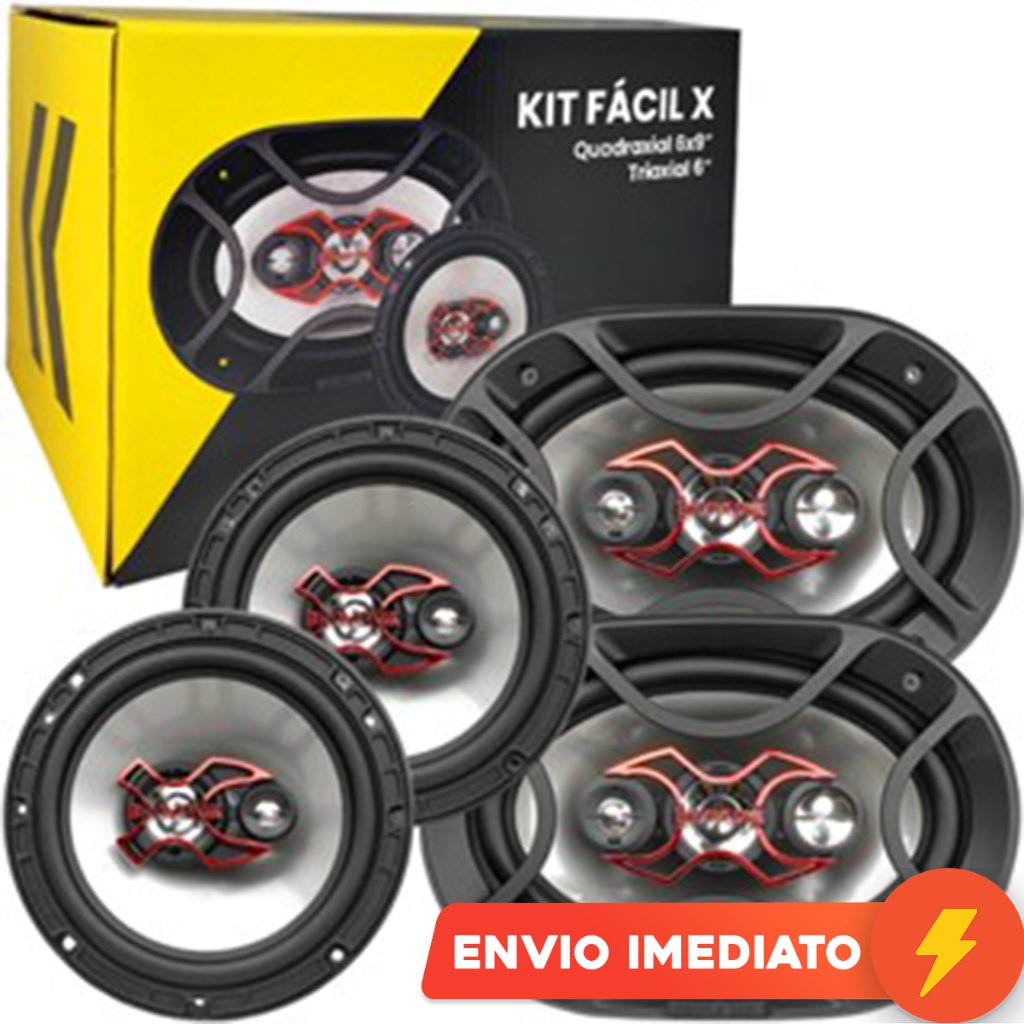 Alto Falante Bravox Kit Facil 6 Polegadas B3x60x + 6x9 B4x69x 240w Triaxial Quadriaxial Automotivo