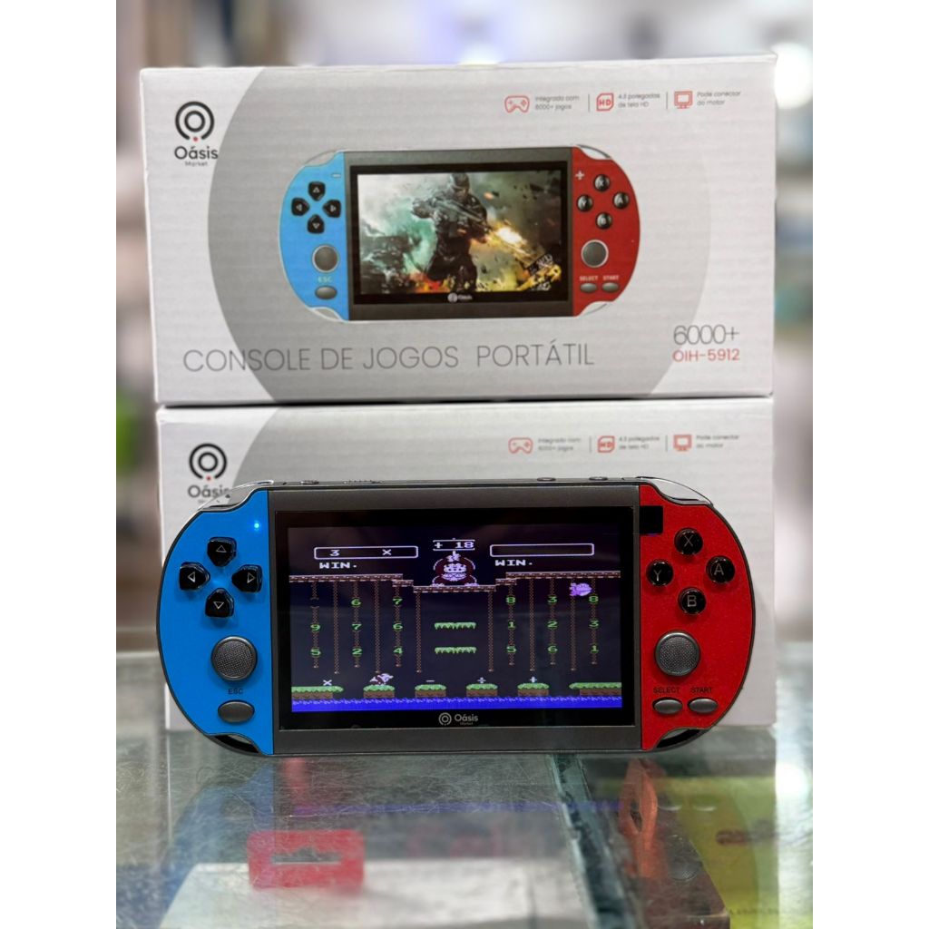 videogame portátil de mão estilo PSP com 5mil jogos retrô SNES, Gmae boy, game cub, game collor, fliperama