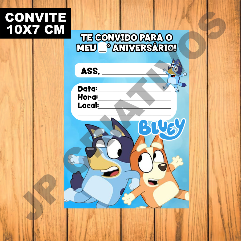 CONVITE BLUEY PARA FESTA E ANIVERSÁRIO CONVITES
