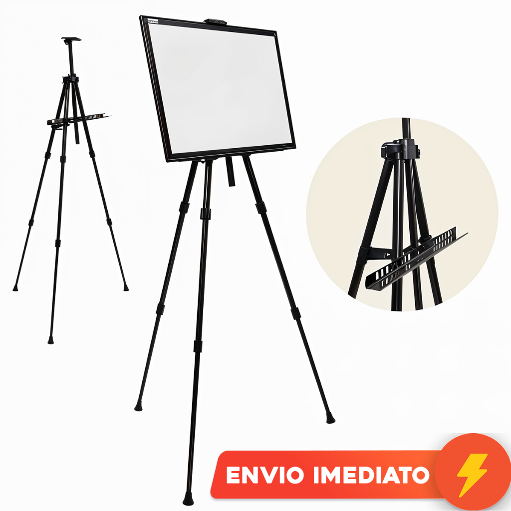 Cavalete Tripé Para Tela Pintura Quadro Branco Banners Metal Ajustável 85cm