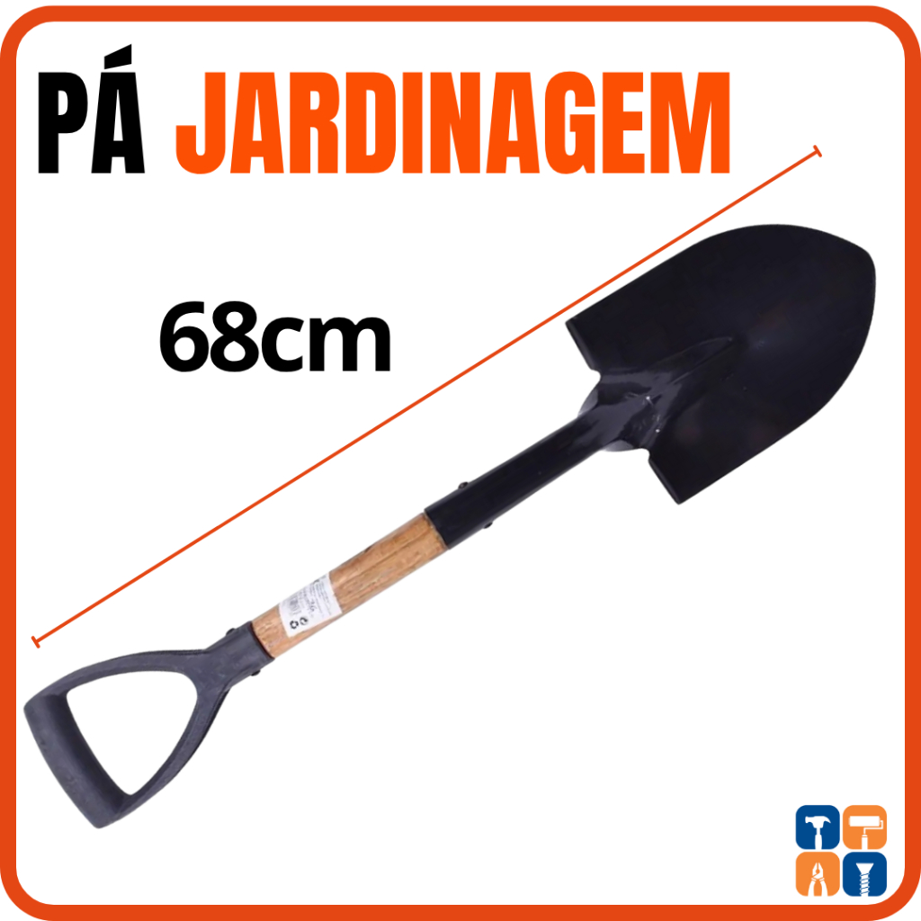 Pá de Bico Jardinagem Bico 68cm Cabo de Madeira para Jardim Horta Mini Pá Pequena em Aço Pazinha