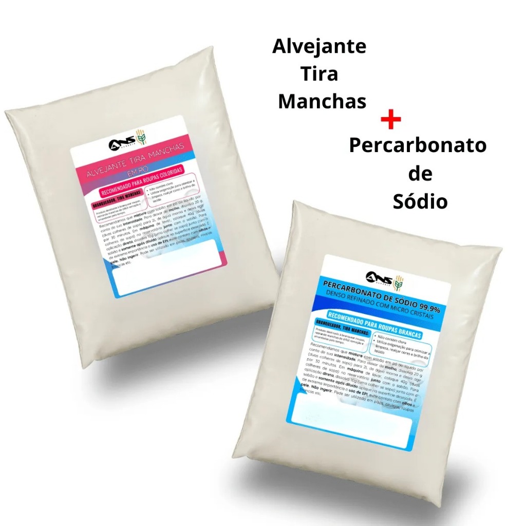 KIT PERCABONATO DE SODIO + ALVEJANTE DE ROUPAS EM PÓ - 2 KG