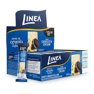 Barra De Cereal 3 Grãos Integrais Linea Sabor Cookies'n Cream - 12 unidades de 20g em Oferta na Shopee
