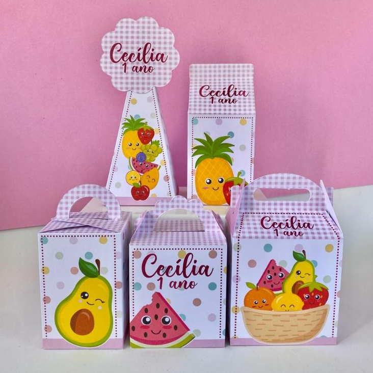 Kit Festa Frutinhas Frutas Personalizado - Caixinha para lembrancinha - Aniversário infantil - Pegue e monte - Festa