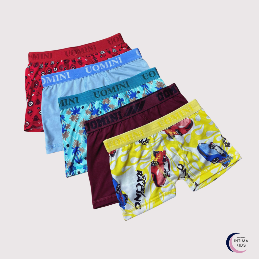 Kit 10 Cuecas Cueca Boxer Box Infantil Estampada Lisa Confortável Menino Criança Microfibra
