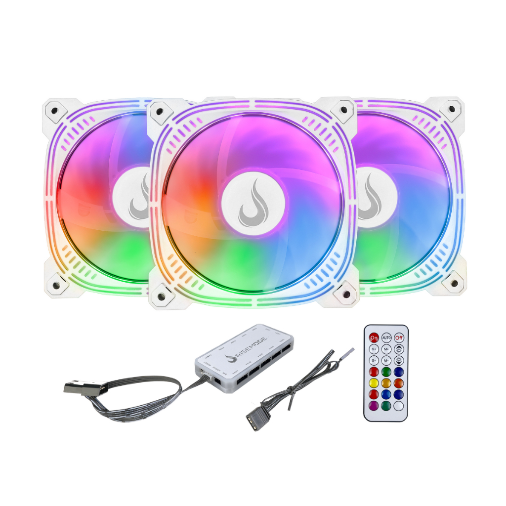 Kit 3 Cooler Fan Gamer | Rise Mode | Aura Frost Pro Argb 5v | 120mm | 6p Controladora