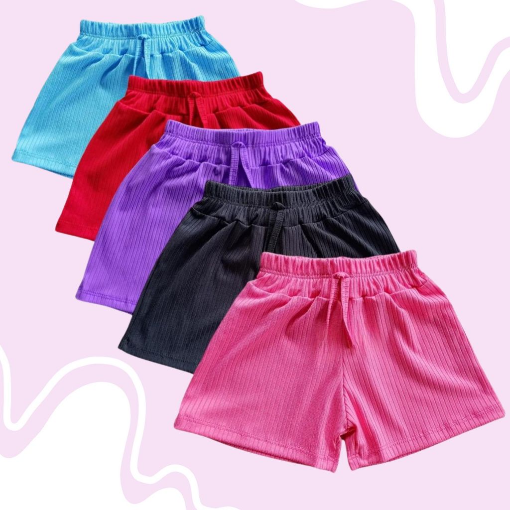 Kit 3 Shorts Canelado Infantil Feminino – Roupa Menina Moda Verão CORES SORTIDAS