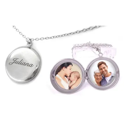 Colar Relicário Personalizados com Fotos Especial para Presente de Namorados Aço Inox (Não escurece) Antialérgico