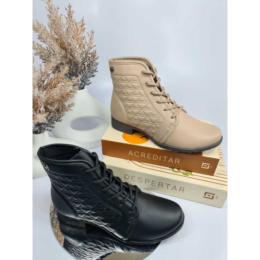 Bota Coturno Feminina Dakota DA921 Cano Baixo com Cadarço