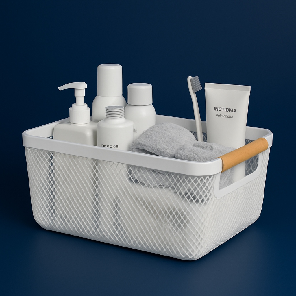 Cesto Organizador Multiuso com Alça de Bambu Para Casa – Ideal para Cozinha, Banheiro e La...