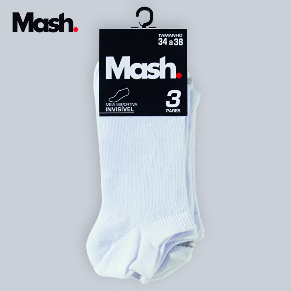 Kit 3 Pares Meia Mash Invisível Soquete Sapatilha Esportiva Masculina Algodão Respirável Original