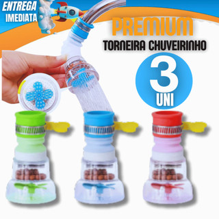 KIT 03 Torneira Chuveirinho Retrátil Extensor Giratória 360° Filtro De Água Economiza Para Cozinha Há Prova De Respingo