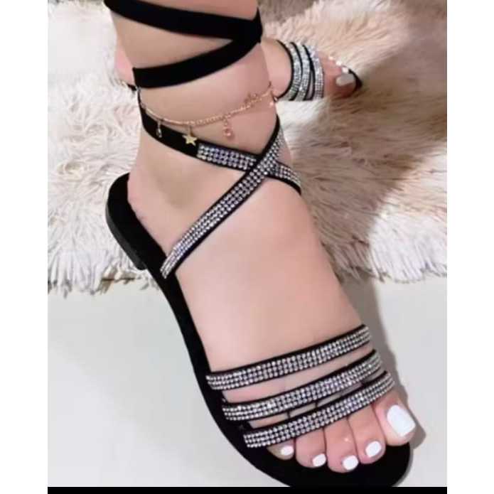 Sandalias Femininas Rasteirinha Rasteira Larah em Oferta na Shopee