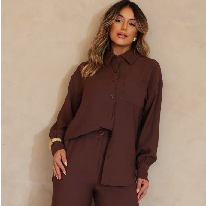 Conjunto Social Elegante Camisa E Calça Pantalona Alfaiataria em Oferta na Shopee