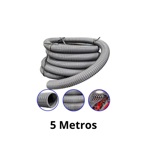Mangueira Sucção Vácuo Ar 38mm (1.1/2") Aspirador Odonto Vacuoflex - Cinza