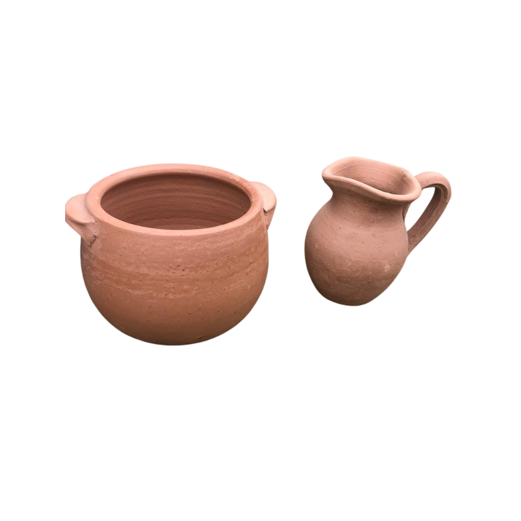 Kit Litúrgico com Ânfora e Caçarola em barro  – Ideal para Santa Ceia- Kit Igreja