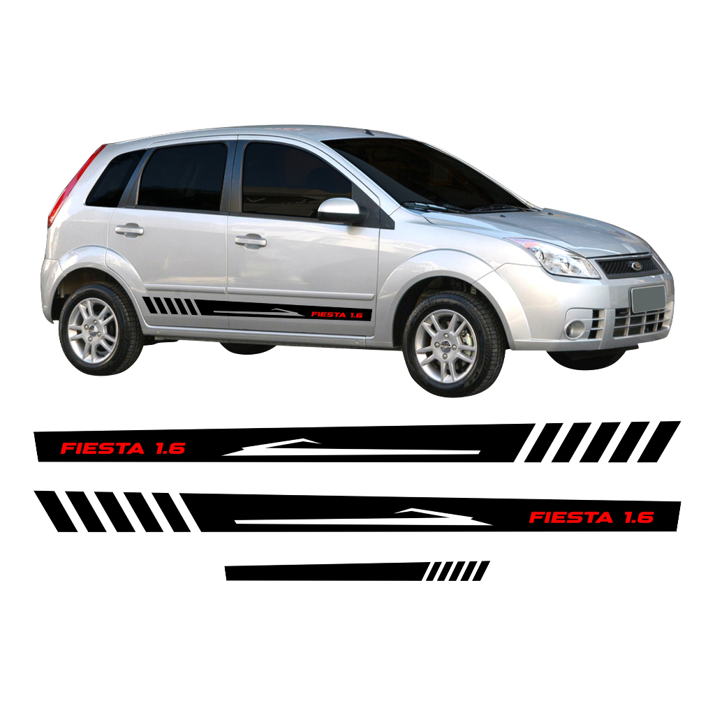 Adesivos Faixa Lateral e Traseira Carro Ford Fiesta 1.6 2002 A 2013 Personalizado Fd72