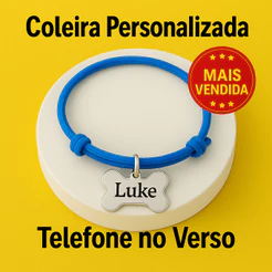 Coleira Personalizada Para Cachorro ou Gato Inox AntiAlérgico