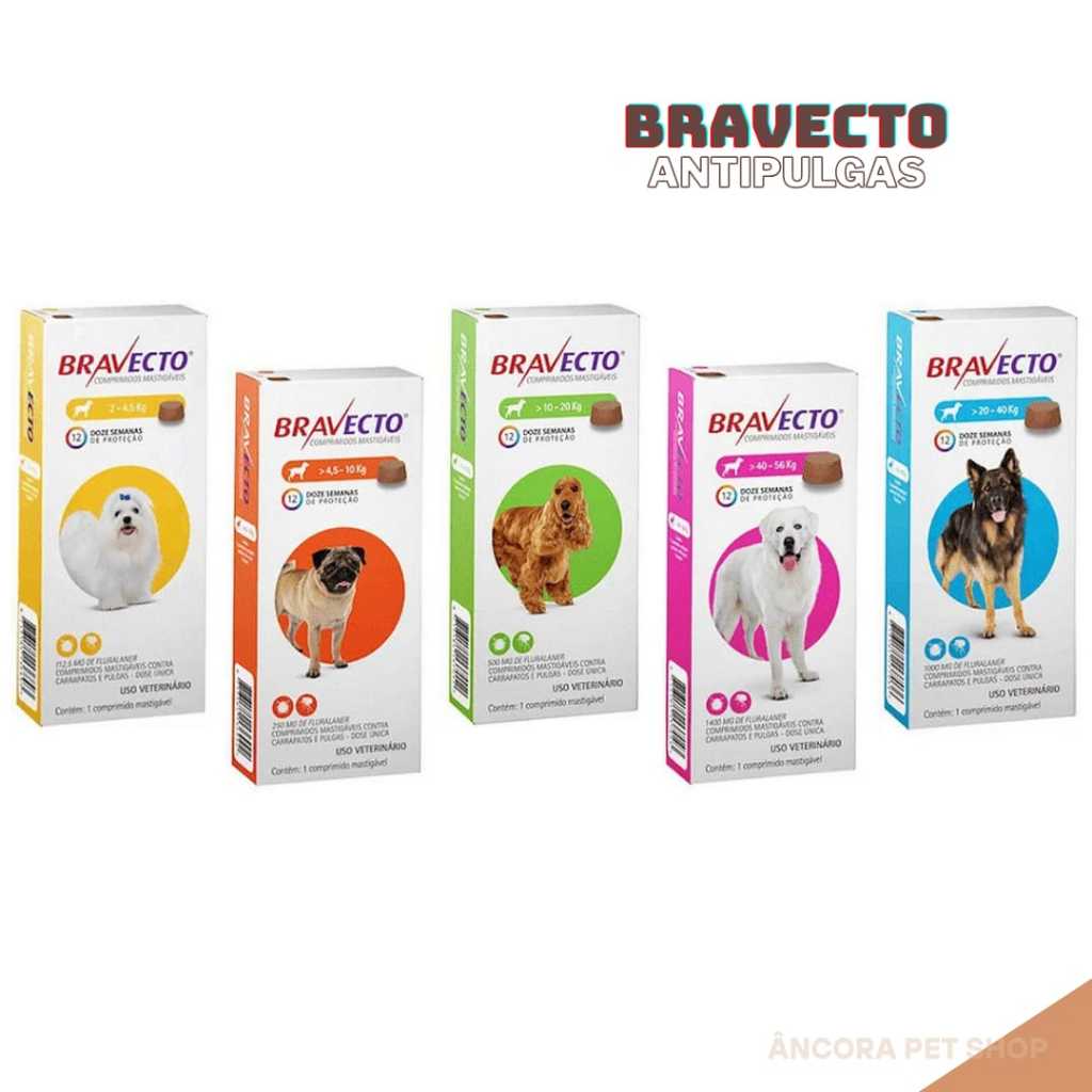 Antipulgas Bravecto para Cães Para Pulgas e Carrapatos 3 Meses- Escolher