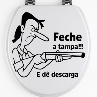 Adesivo Divertido de Tampa de Banheiro – “Feche a Tampa e Dê Descarga!” – 30x30cm