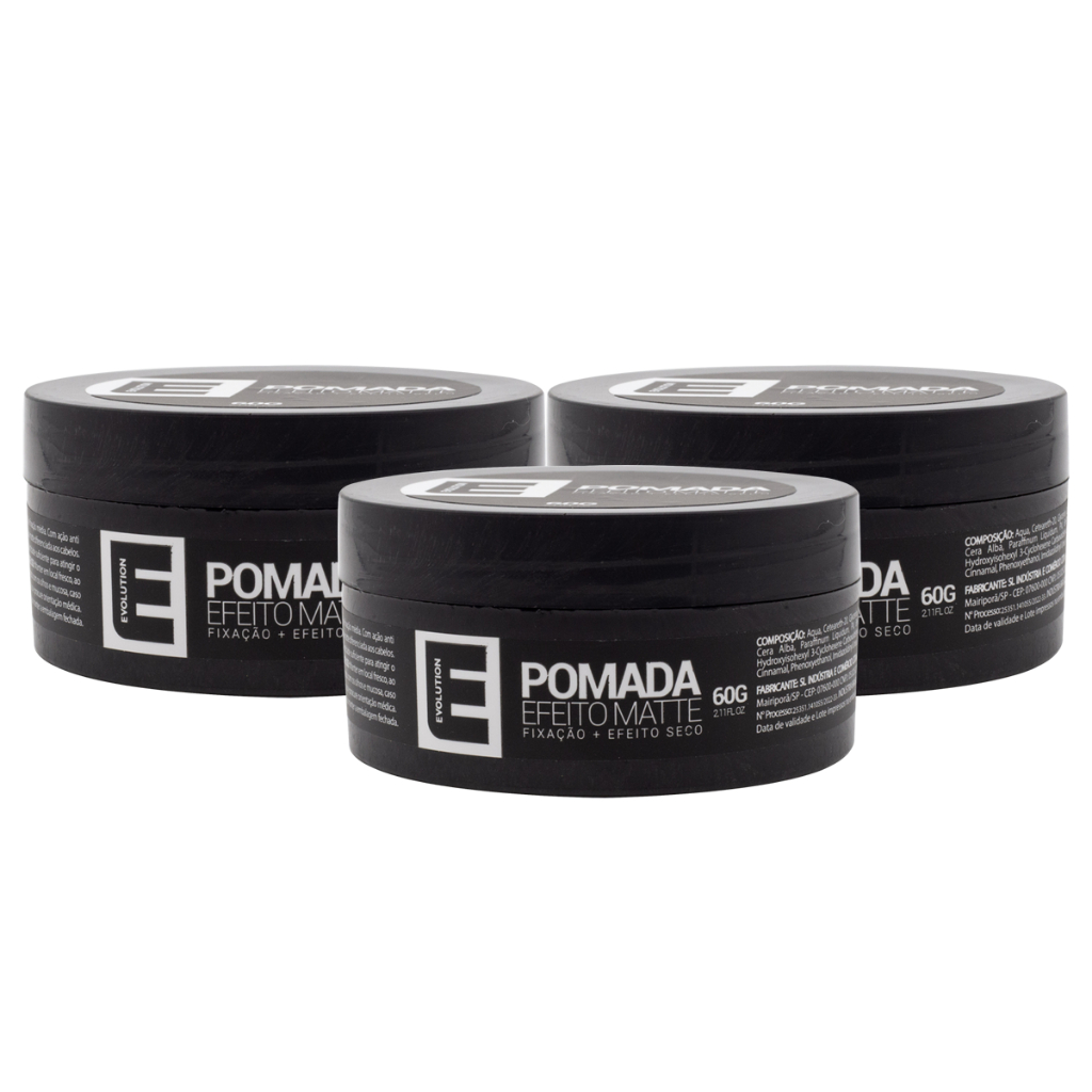 3 UNI CERA MODELADORA MATTE EFEITO SECO EVOLUTION BARBER - PASTA PARA CABELO