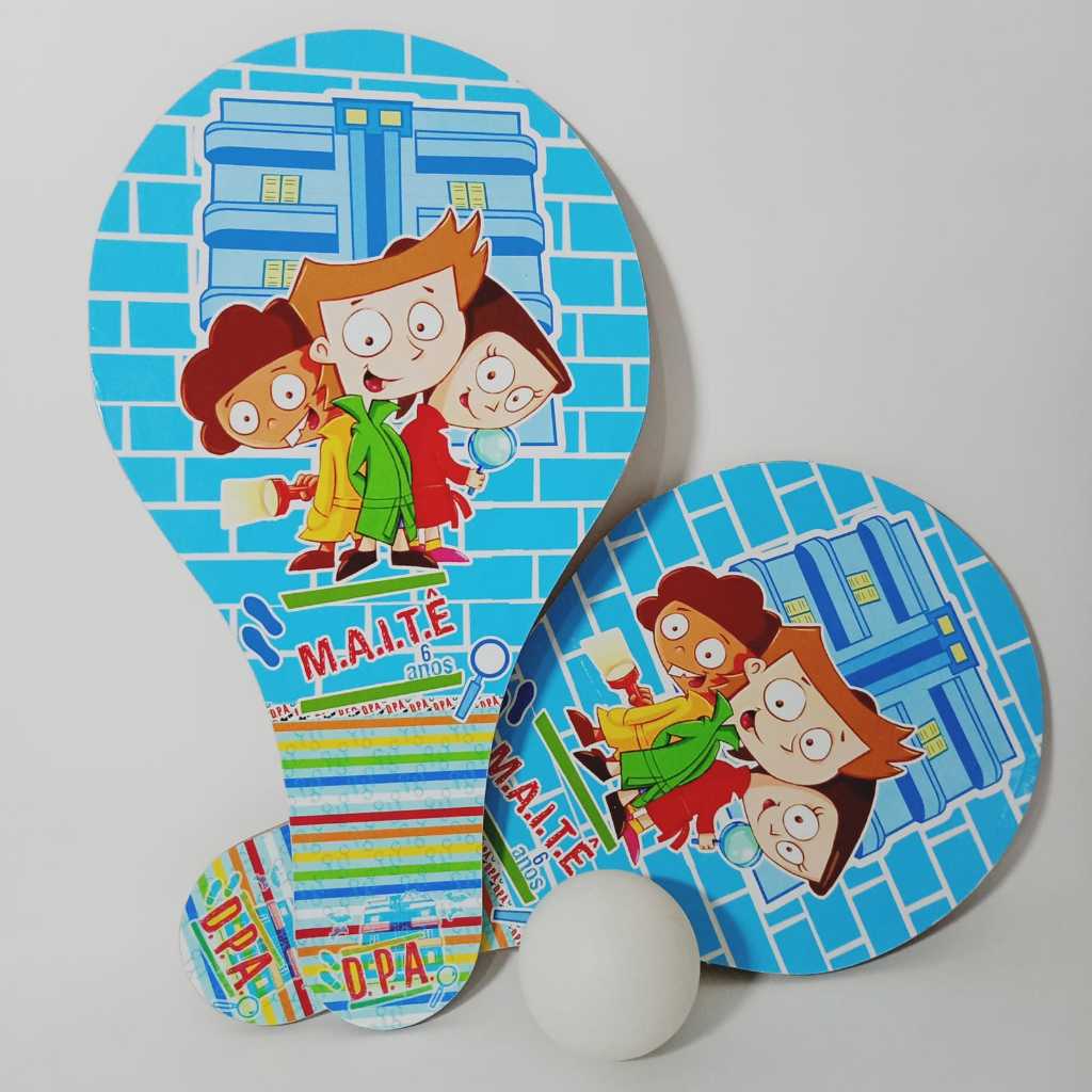 Raquete de Ping Pong Personalizada DPA Detetives do Prédio Azul –Lembrancinha para Festa Aniversário