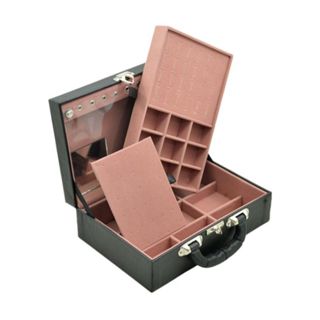 Caixa Maleta Estojo Porta Joias Bijuterias Dupla Media com espelho - Preta Rosê em Oferta na Shopee