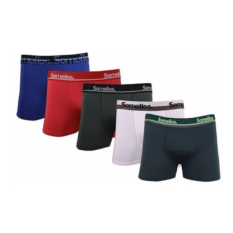 kit c/5 Cueca Boxer SOMELLOS Adulto Box Confortável Microfibra Premium com Forro enviado em cores sortidas