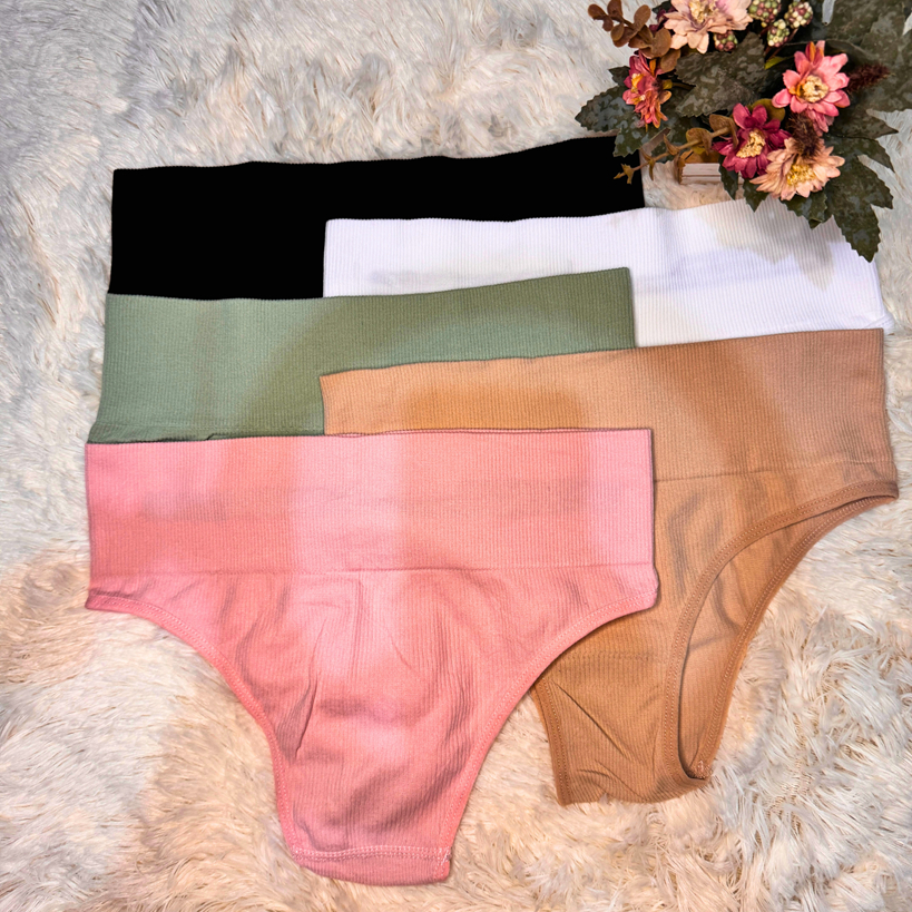 Kit Calcinha Canelada Cintura Alta Cós Alto Poliamida7cm Compressão Segura Barriga Cinta Reforçada