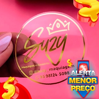 Adesivo Transparente 5x5cm com Dourado - Adesivo Premium Logo Adesivo Transparente com Dourado Hotstamping Letras em Oferta na Shopee