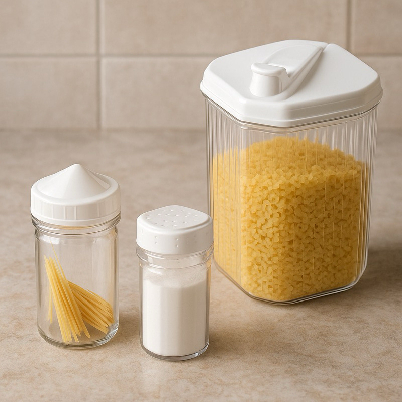 Kit Farinheira 480ml, Paliteiro e Saleiro Prático, Resistente e Econômico para Cozinha e Mesa Posta