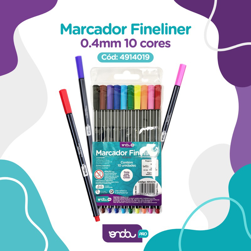 ESTOJO 10 CANETAS MARCADOR FINELINER 0,4MM DESENHO LETTERING JOCAR OFFICE